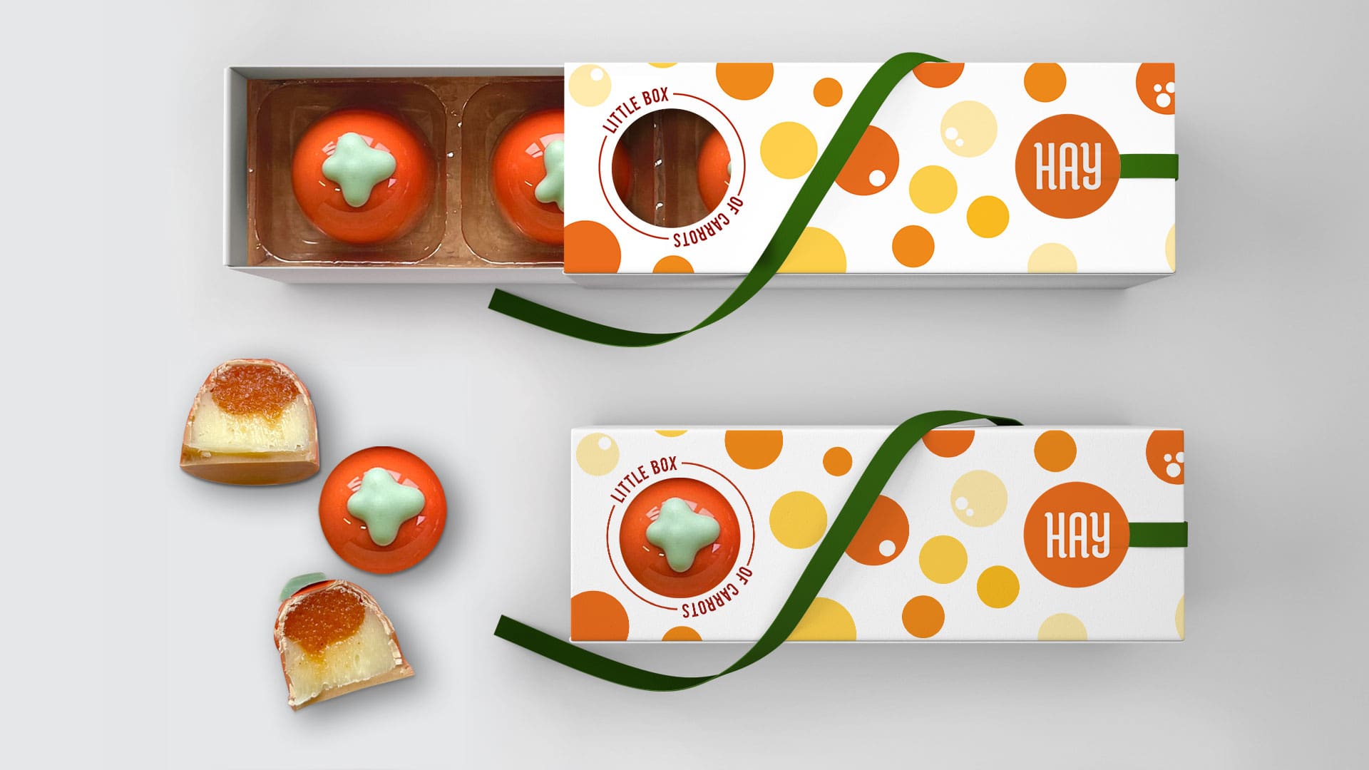 hay chocolate product mockup for little box of carrots