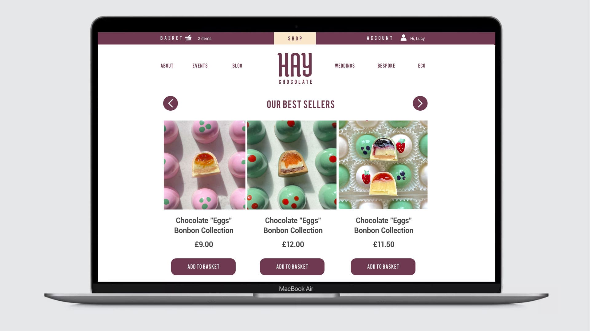 hay chocolate website design