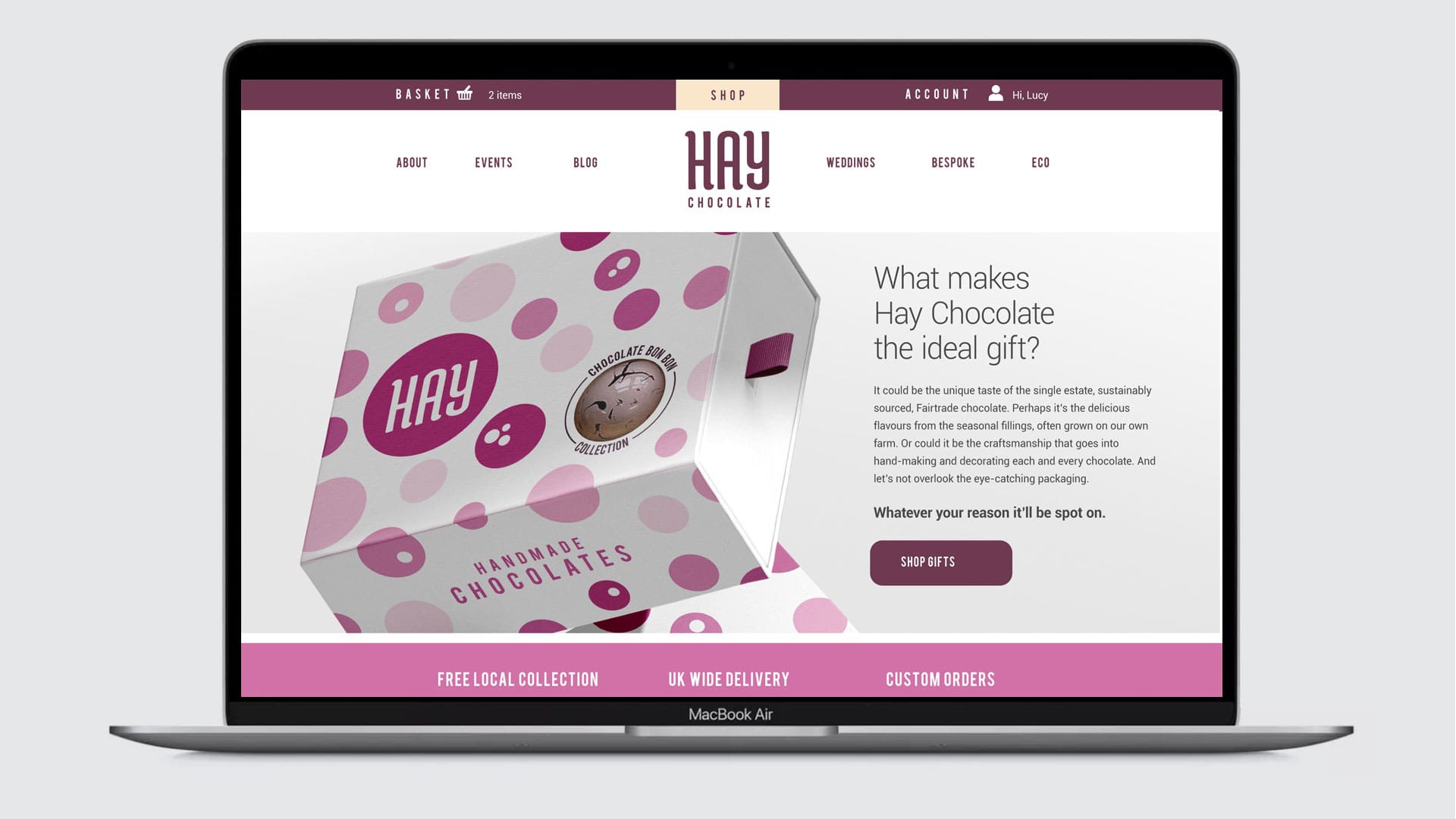 hay chocolate website design