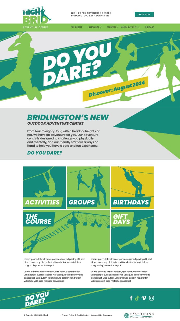 leisure branding - highbrid website layout a