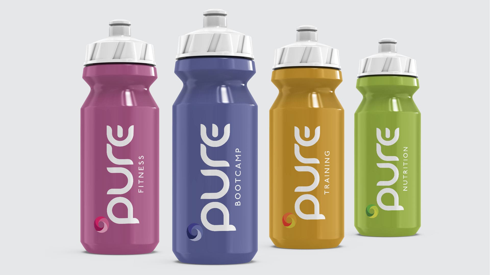 fitness branding - pure water bottles