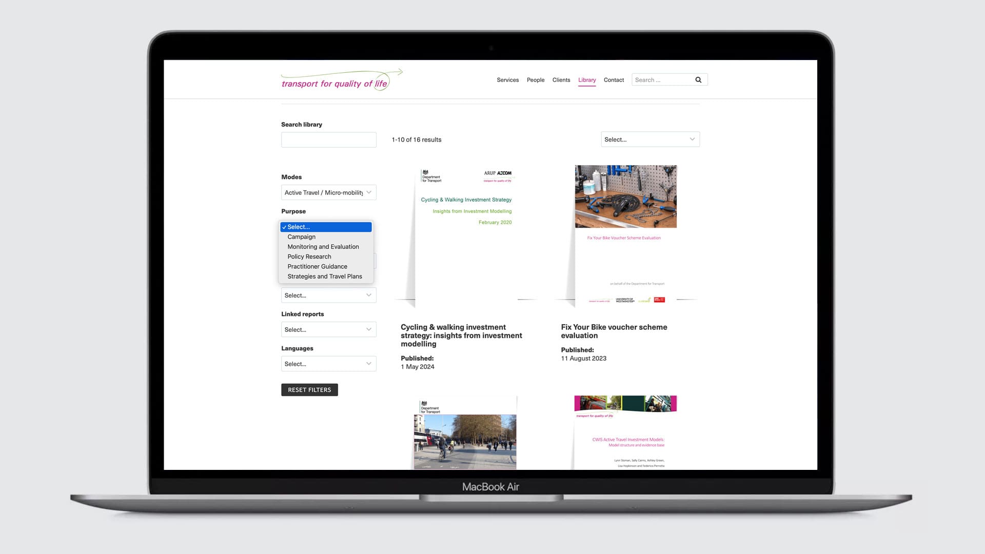 transport for quality of life website - document search